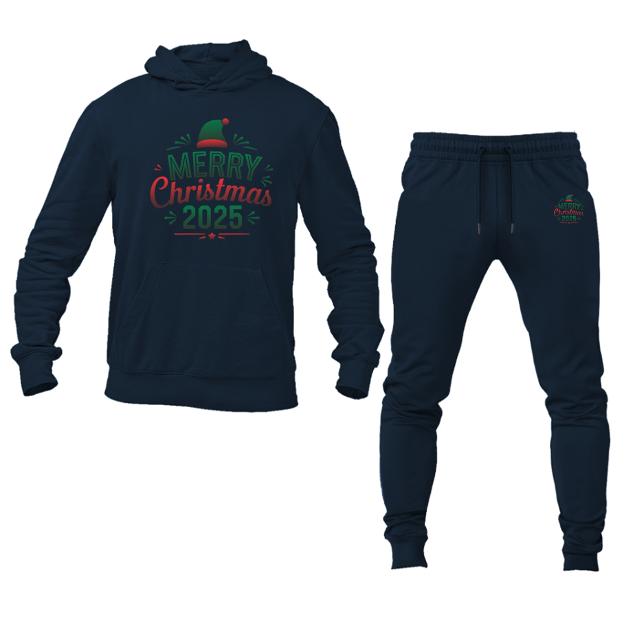 Men's Merry Christmas 2025 Hoodie and Joggers Set