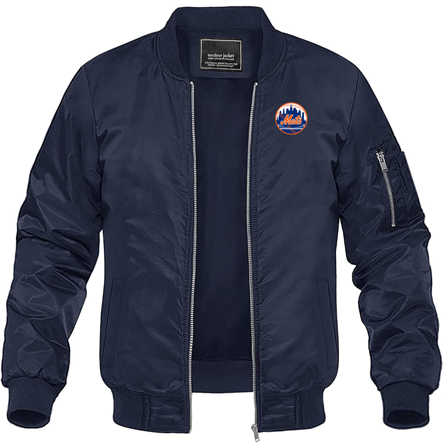 Men's New York Mets Lightweight Bomber Jacket Windbreaker Softshell Varsity Jacket