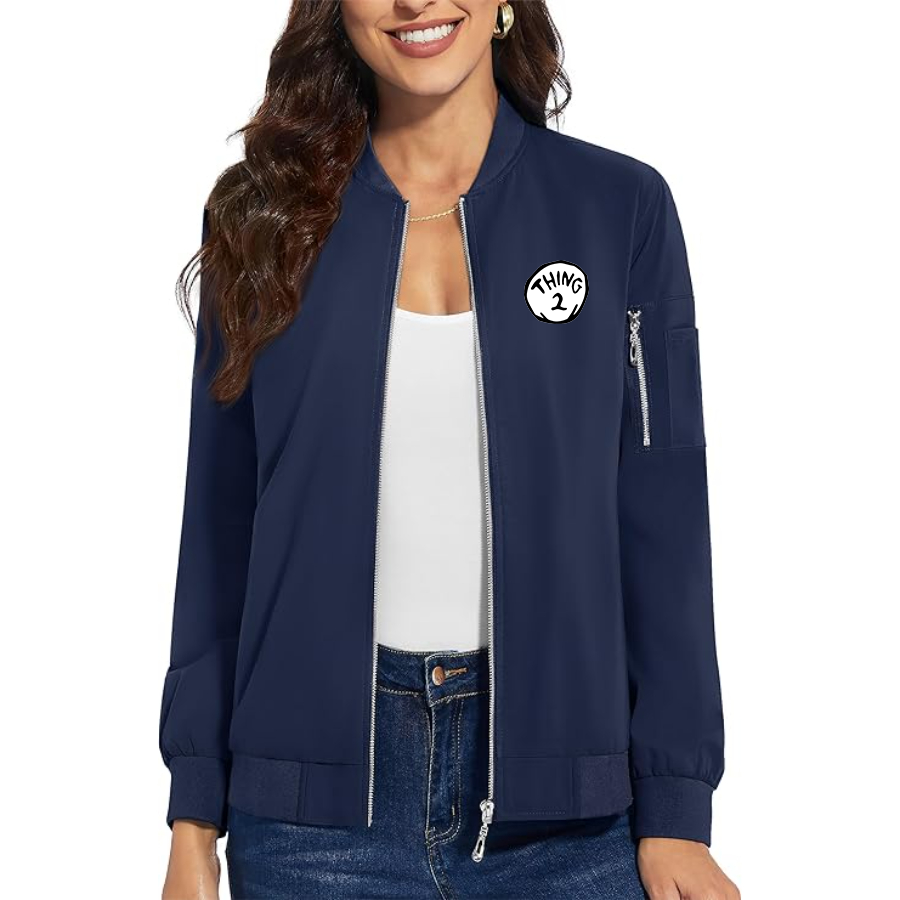Women's Dr. Suess Thing 2 Premium Bomber Jacket with Polished Detailing and Functional Sleeve Pocket Modern Luxury Outerwear