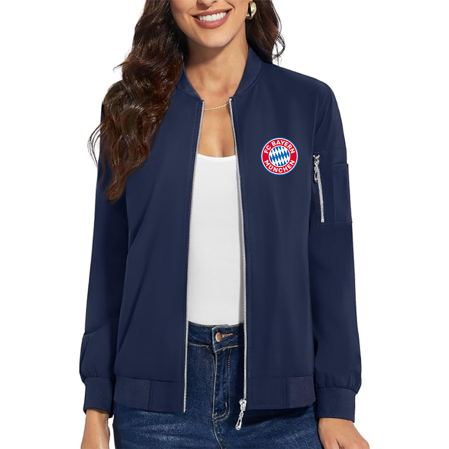 Women's FC Bayern Munich Premium Bomber Jacket with Polished Detailing and Functional Sleeve Pocket Modern Luxury Outerwear