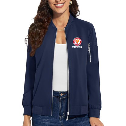 Women's Popeyes Louisiana Kitchen Premium Bomber Jacket with Polished Detailing and Functional Sleeve Pocket Modern Luxury Outerwear