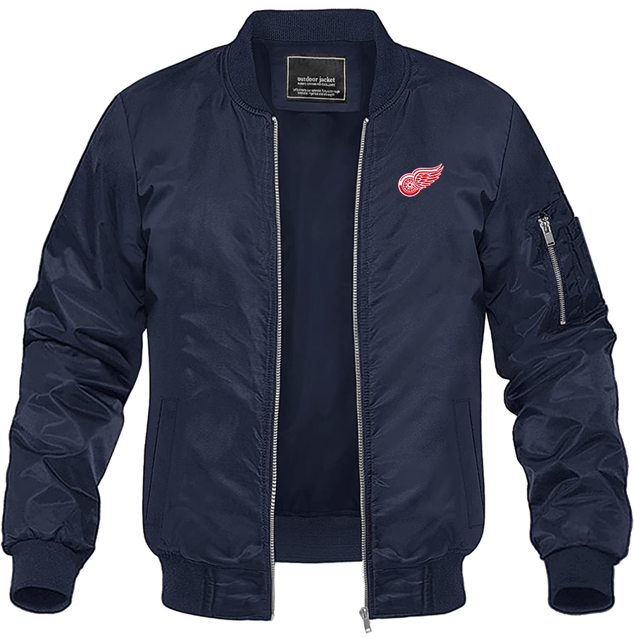 Men's NHL Detroit Red Wings Lightweight Bomber Jacket Windbreaker Softshell Varsity Jacket