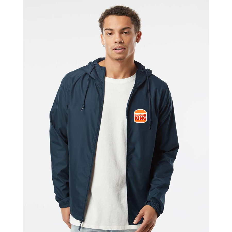 Men's Burger King Independent Trading Co Lightweight Windbreaker Full Zip Jacket Shirt – Tee