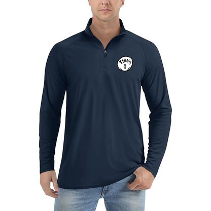 Men's Dr. Suess Thing 1  Lightweight Quarter-Zip Athletic Shirt Long Sleeve Performance Wear