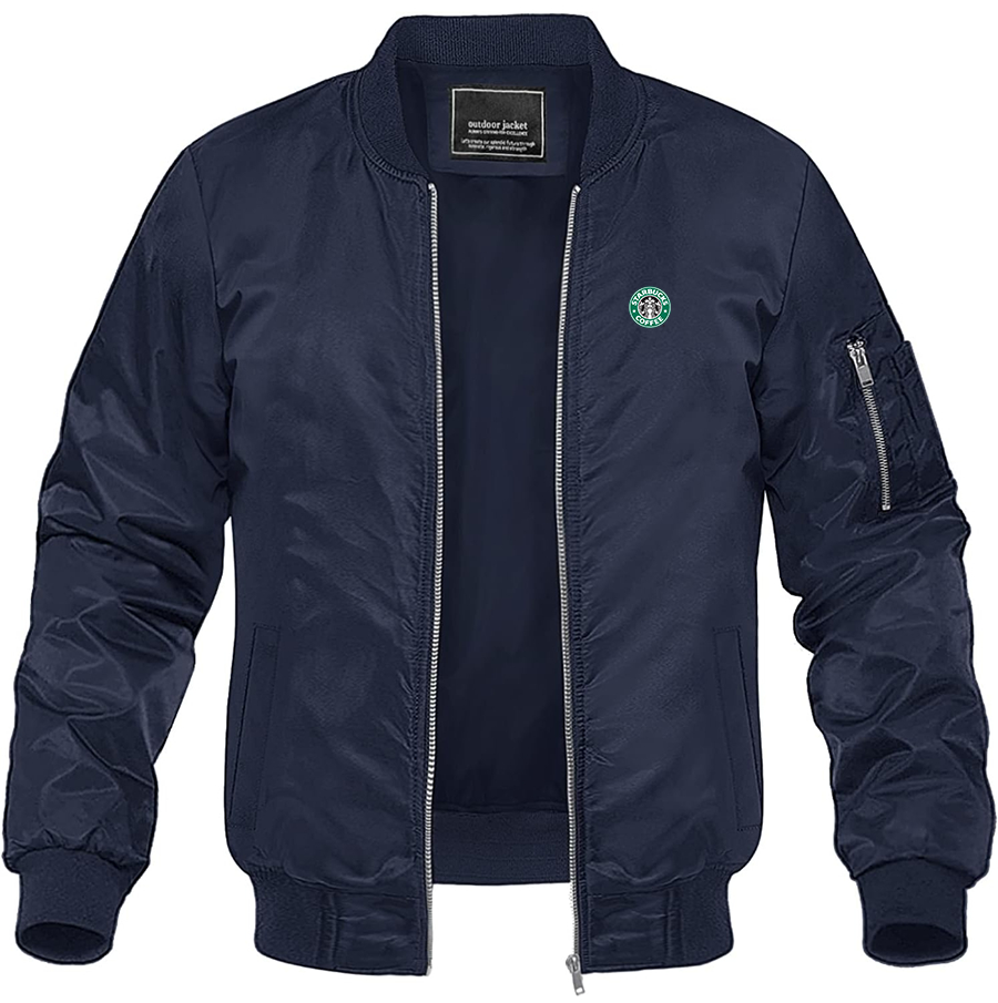 Men's Starbucks Coffee Lightweight Bomber Jacket Windbreaker Softshell Varsity Jacket