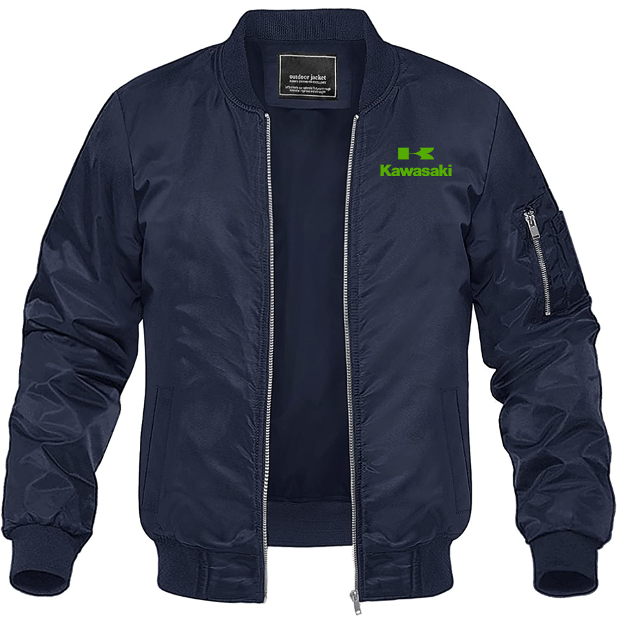 Men's Kawasaki Bike Motorcycle Lightweight Bomber Jacket Windbreaker Softshell Varsity Jacket