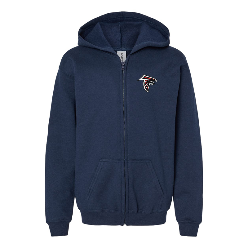 Youth's Atlanta Falcons Embroidered Gildan Heavy Blend Full-Zip Hooded Sweatshirt