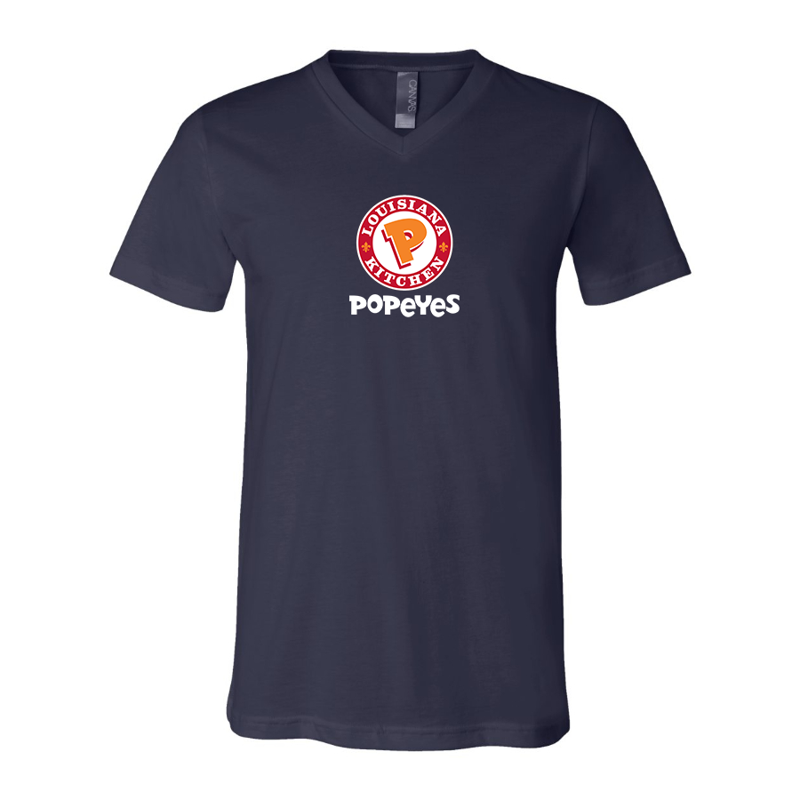 Men's Popeyes Louisiana Kitchen BELLA  CANVAS  Jersey V-Neck Tee