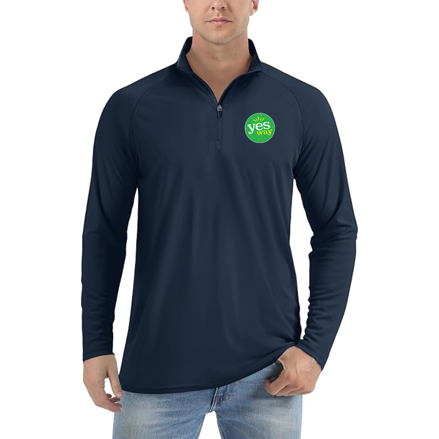 Men's Yes Way  Lightweight Quarter-Zip Athletic Shirt Long Sleeve Performance Wear