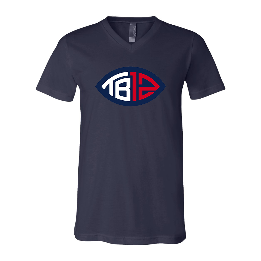 Men's Tom Brady 12 BELLA  CANVAS  Jersey V-Neck Tee