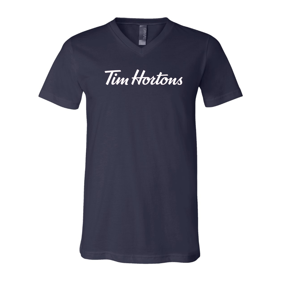 Men's Tim Hortons BELLA  CANVAS  Jersey V-Neck Tee