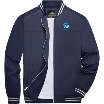 Men's Best Western Lightweight Zip-Up Bomber Jacket with Ribbed Collar and Cuffs Versatile Casual Outerwear