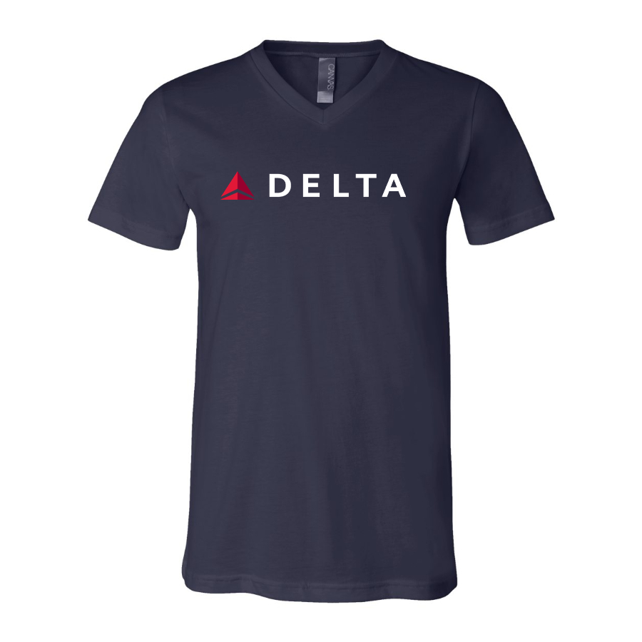 Men's Delta Airlines  BELLA  CANVAS  Jersey V-Neck Tee