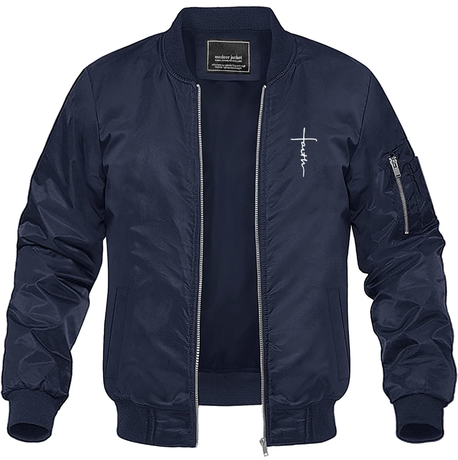 Men's Faith Lightweight Bomber Jacket Windbreaker Softshell Varsity Jacket