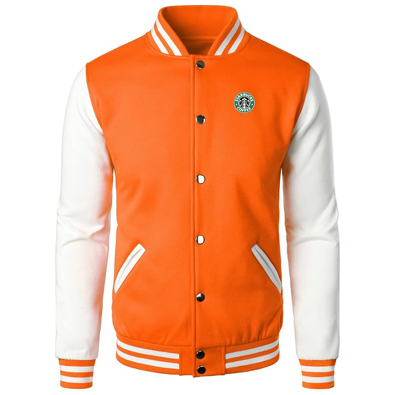 Men’s  Starbucks Coffee Varsity Baseball Jacket Cotton Blend Letterman Jackets