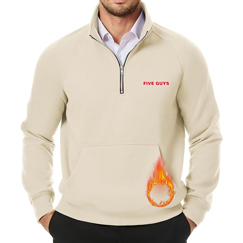 Men's Five Guys JMIERR Quarter Zip Pullover Heavy Sweatshirts Warm Fleece Sweatshirt Polo