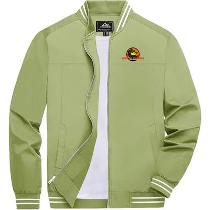 Men's Mortal Kombat Lightweight Zip-Up Bomber Jacket with Ribbed Collar and Cuffs Versatile Casual Outerwear