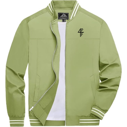 Men's Lil Baby 4PF Lightweight Zip-Up Bomber Jacket with Ribbed Collar and Cuffs Versatile Casual Outerwear