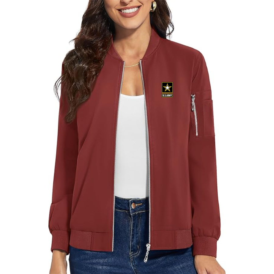 Women's   U.S. ARMY Premium Bomber Jacket with Polished Detailing and Functional Sleeve Pocket Modern Luxury Outerwear