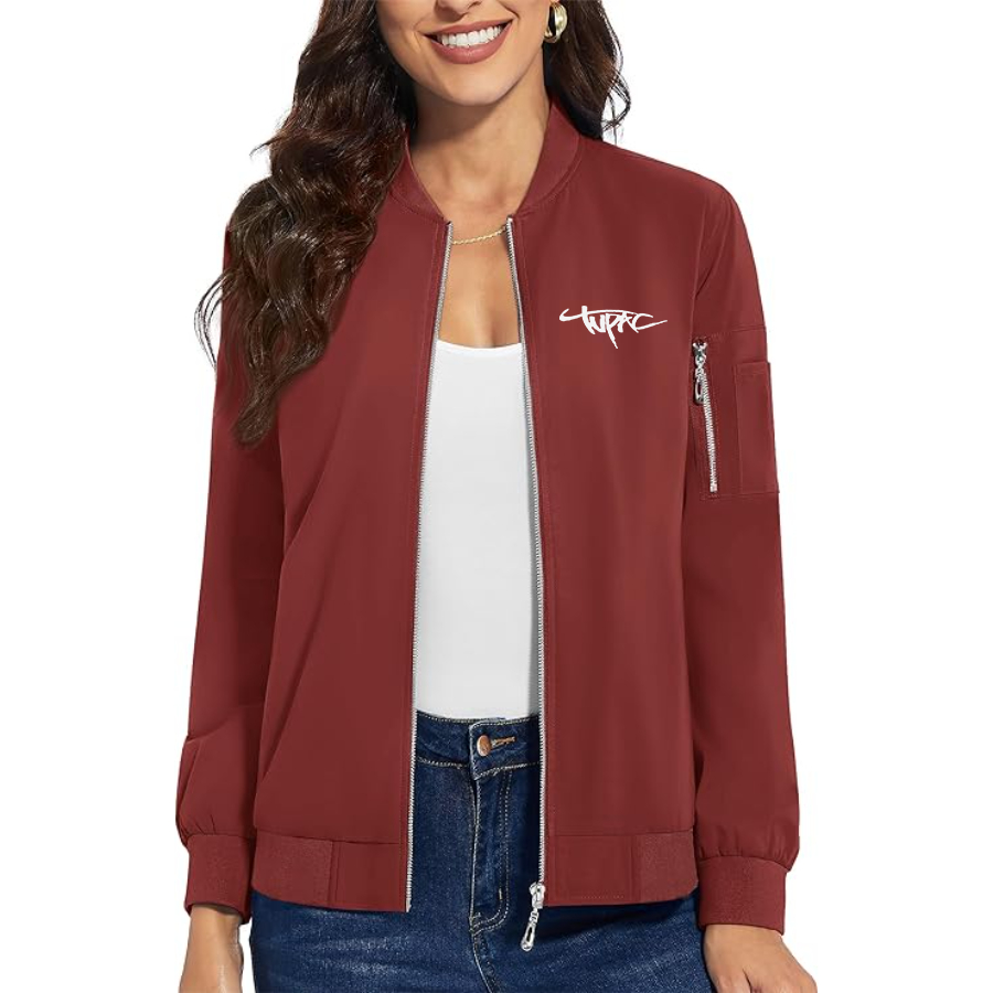 Women's Tupac Premium Bomber Jacket with Polished Detailing and Functional Sleeve Pocket Modern Luxury Outerwear