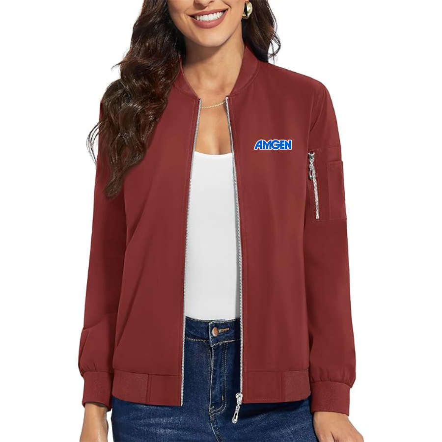 Women's Amgen Premium Bomber Jacket with Polished Detailing and Functional Sleeve Pocket Modern Luxury Outerwear