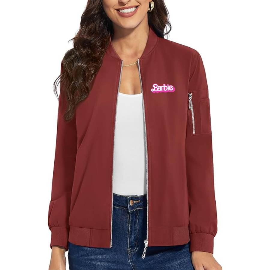 Women's Barbie Premium Bomber Jacket with Polished Detailing and Functional Sleeve Pocket Modern Luxury Outerwear
