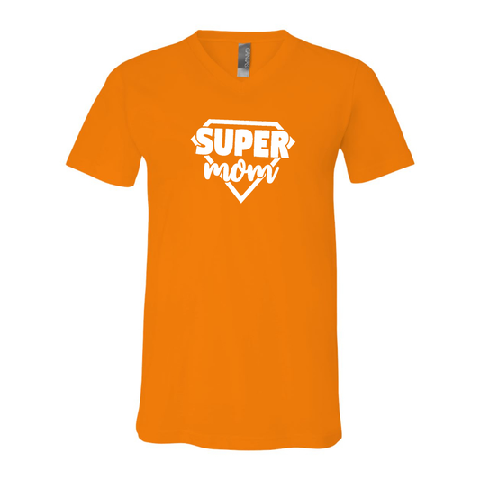 Men's  Super Mom BELLA  CANVAS  Jersey V-Neck Tee