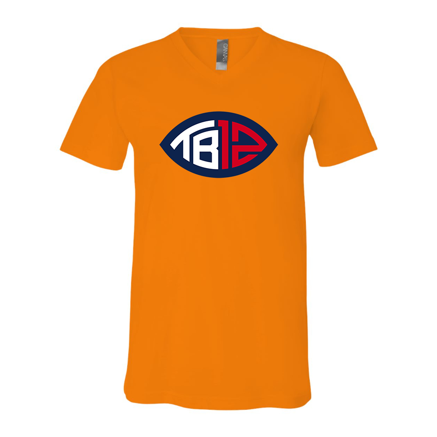Men's Tom Brady 12 BELLA  CANVAS  Jersey V-Neck Tee