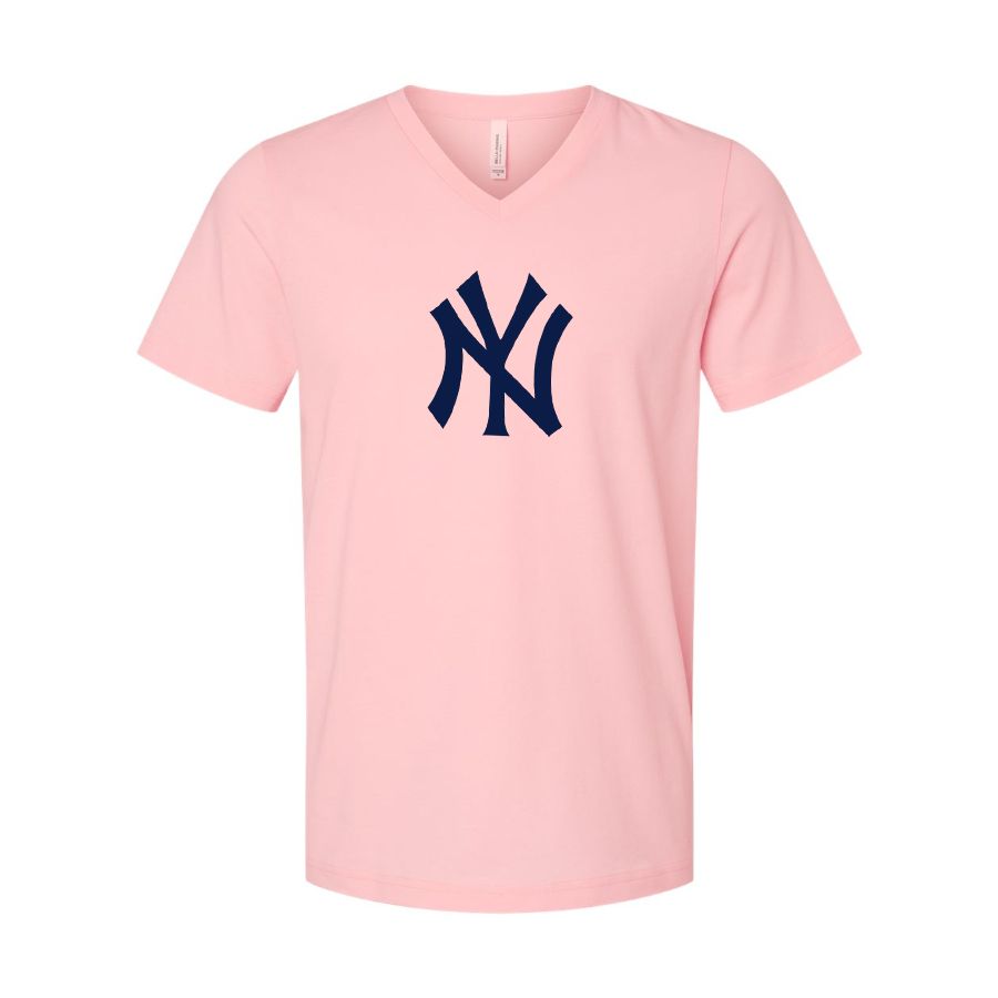 New York NY Yankees BELLA  CANVAS  Jersey V-Neck Tee