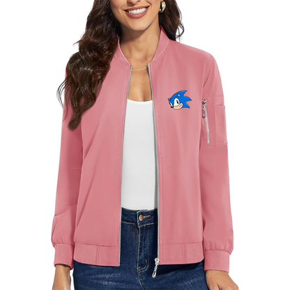 Women's Sonic the Hedgehog Premium Bomber Jacket with Polished Detailing and Functional Sleeve Pocket Modern Luxury Outerwear