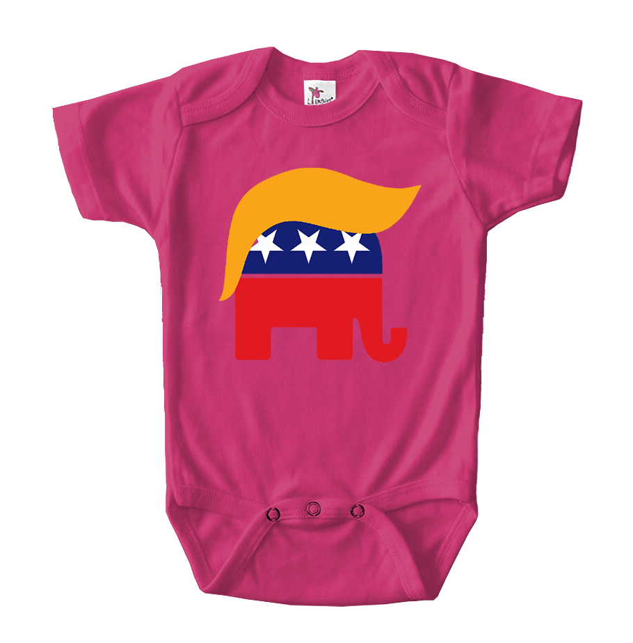 Donald Trump Hair Elephant Baby Romper Onesie