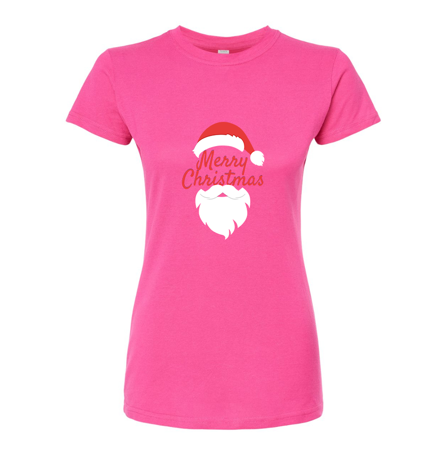 Women's Merry Christmas Santa Claus Round Neck T-Shirt