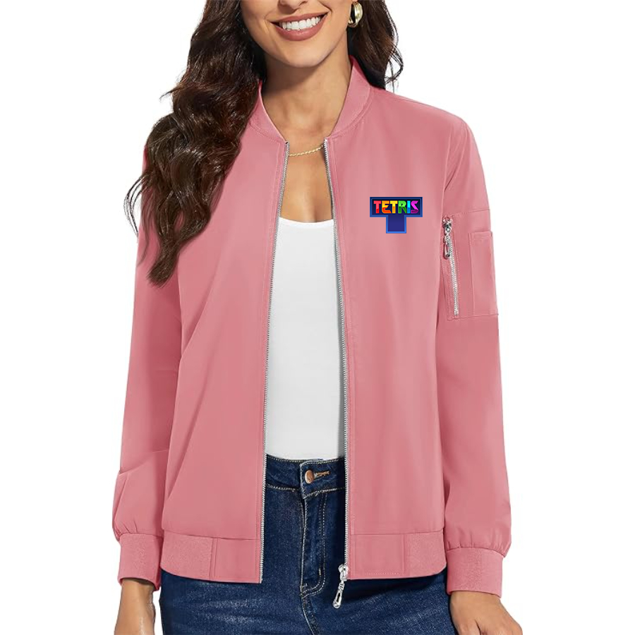 Women's Tetris Premium Bomber Jacket with Polished Detailing and Functional Sleeve Pocket Modern Luxury Outerwear