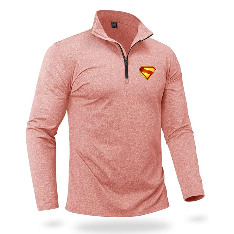 Men's Superman 2025  Quarter Zip Pullover Premium Fleece Lined Heather Long Sleeve Golf Shirts Midweight 1/4 Half Zip Sweatshirts