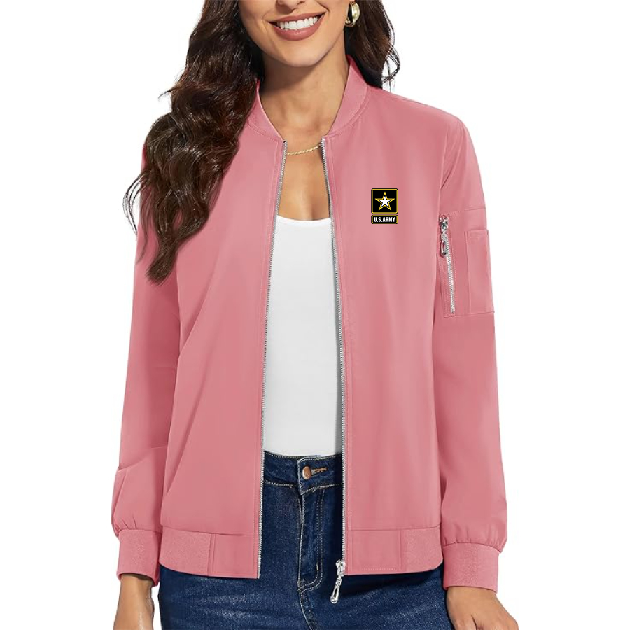 Women's   U.S. ARMY Premium Bomber Jacket with Polished Detailing and Functional Sleeve Pocket Modern Luxury Outerwear
