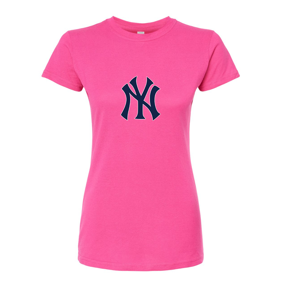 Women's New York NY Yankees Baseball Round Neck T-Shirt