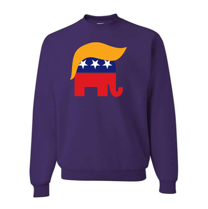 Men's Donald Trump Hair Elephant Crewneck Sweatshirt