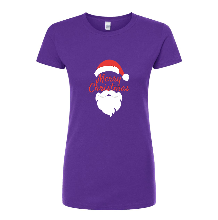 Women's Merry Christmas Santa Claus Round Neck T-Shirt