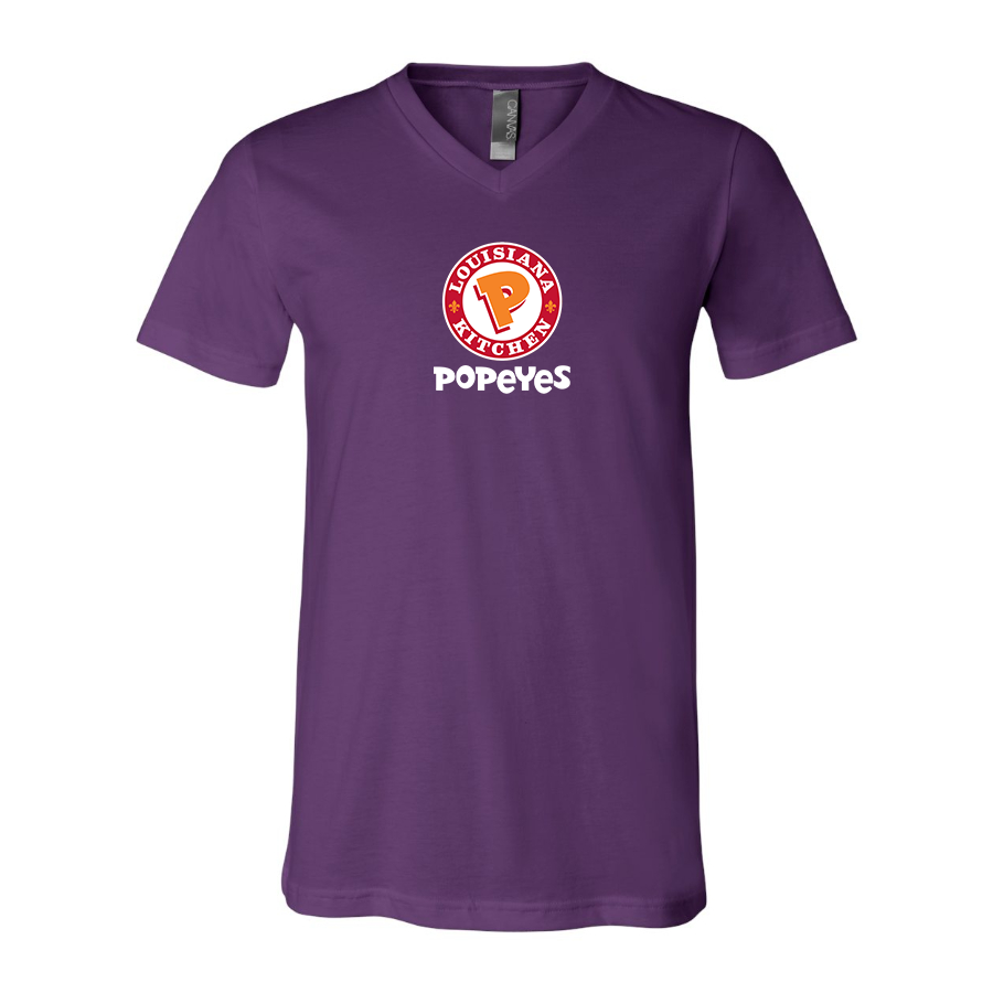 Men's Popeyes Louisiana Kitchen BELLA  CANVAS  Jersey V-Neck Tee