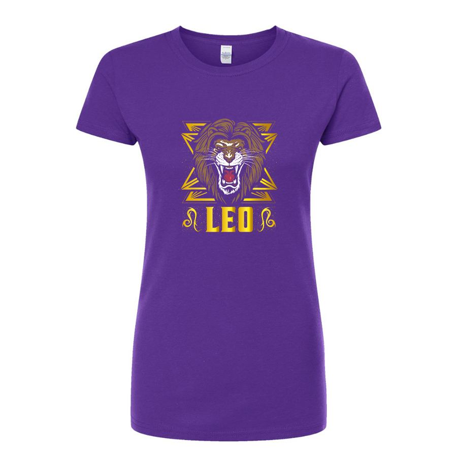 Women's Leo Zodiac Sign Round Neck T-Shirt