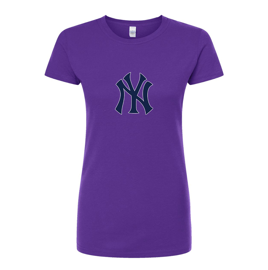 Women's New York NY Yankees Baseball Round Neck T-Shirt