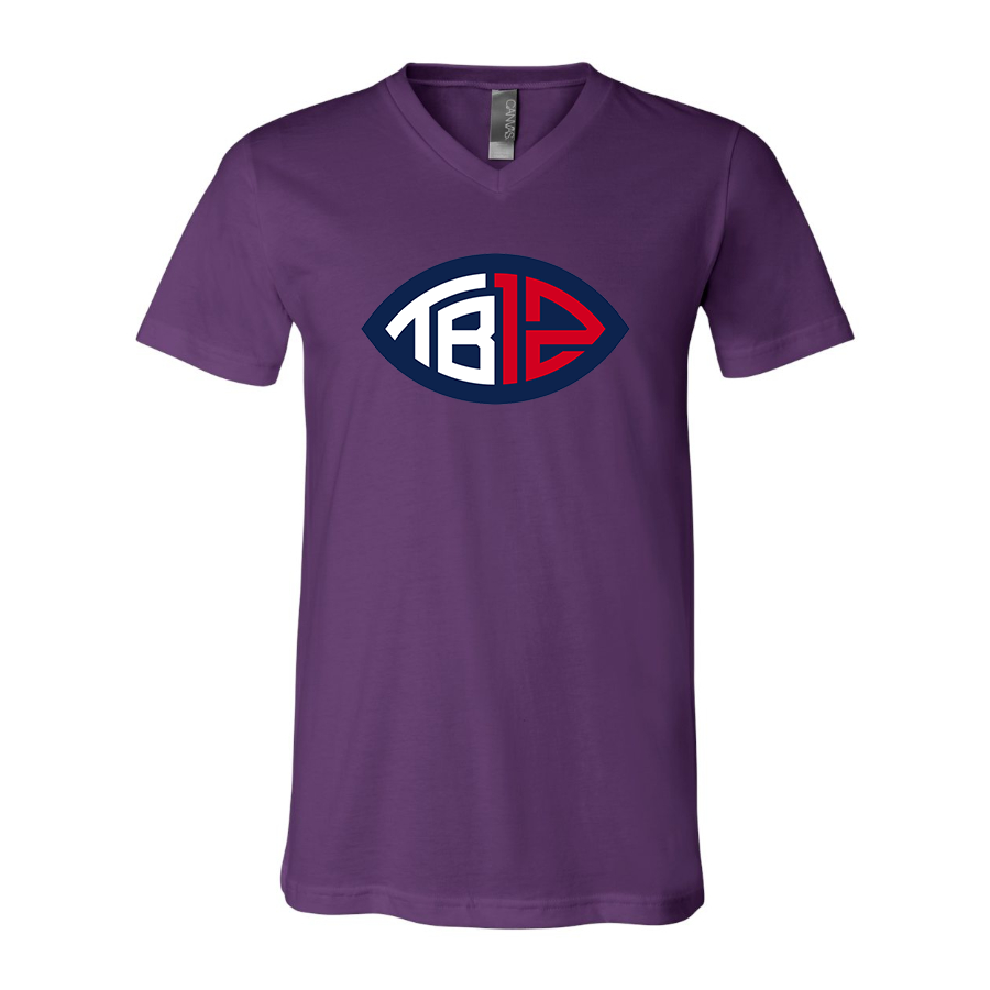 Men's Tom Brady 12 BELLA  CANVAS  Jersey V-Neck Tee