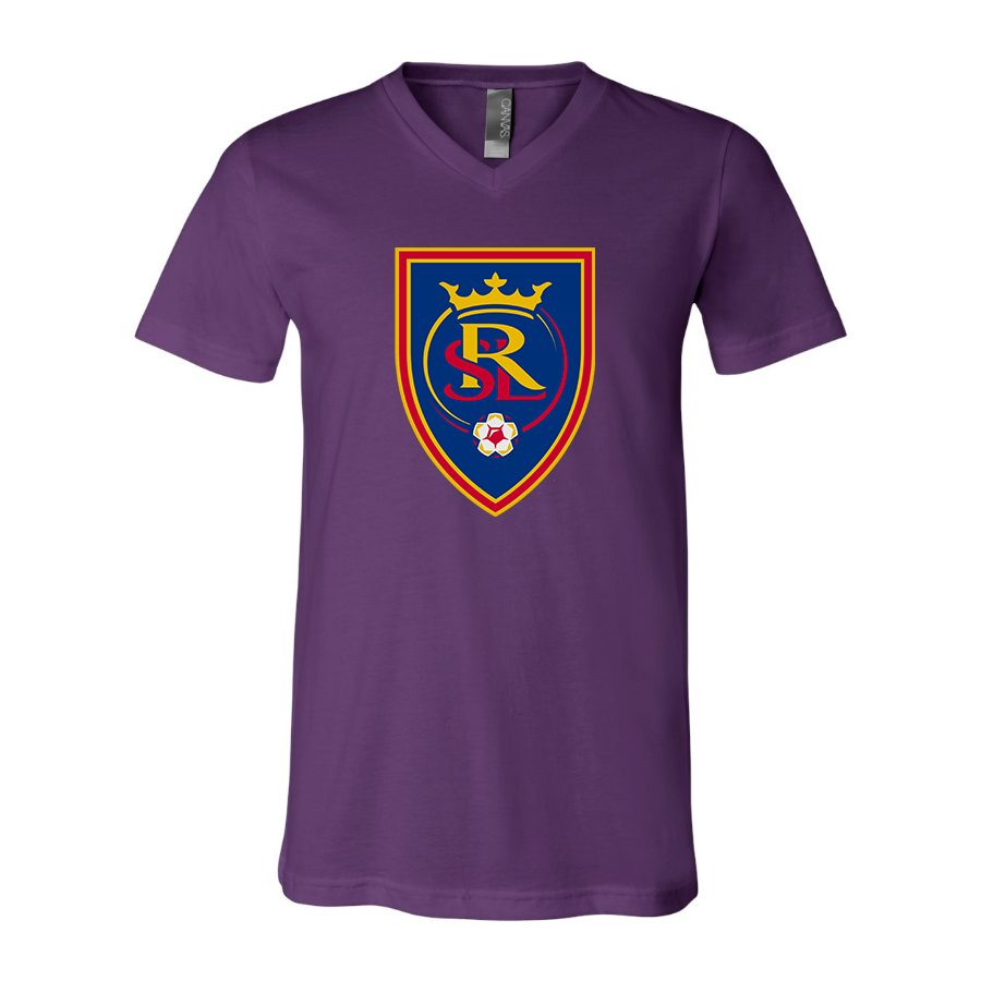 Men's Real Salt Lake Soccer BELLA  CANVAS  Jersey V-Neck Tee