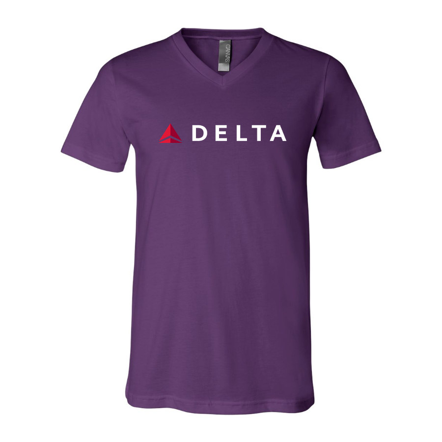 Men's Delta Airlines  BELLA  CANVAS  Jersey V-Neck Tee