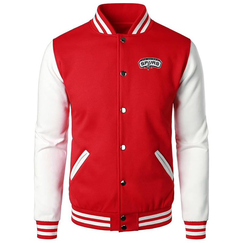 Men’s  San Antonio Spurs Varsity Baseball Jacket Cotton Blend Letterman Jackets