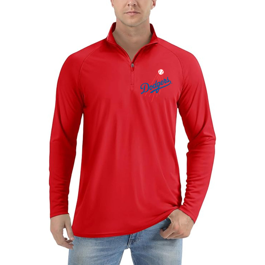 Men's Los Angeles Dodgers Lightweight Quarter-Zip Athletic Shirt Long Sleeve Performance Wear