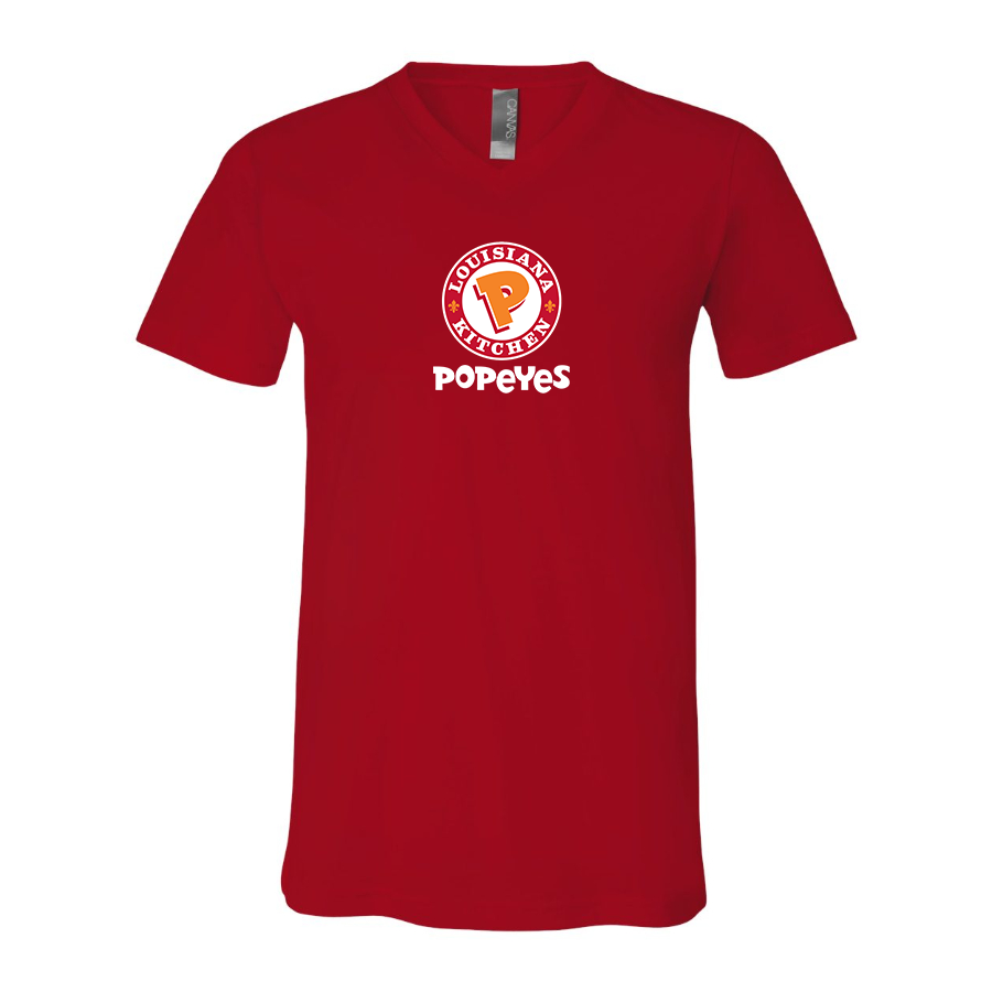 Men's Popeyes Louisiana Kitchen BELLA  CANVAS  Jersey V-Neck Tee