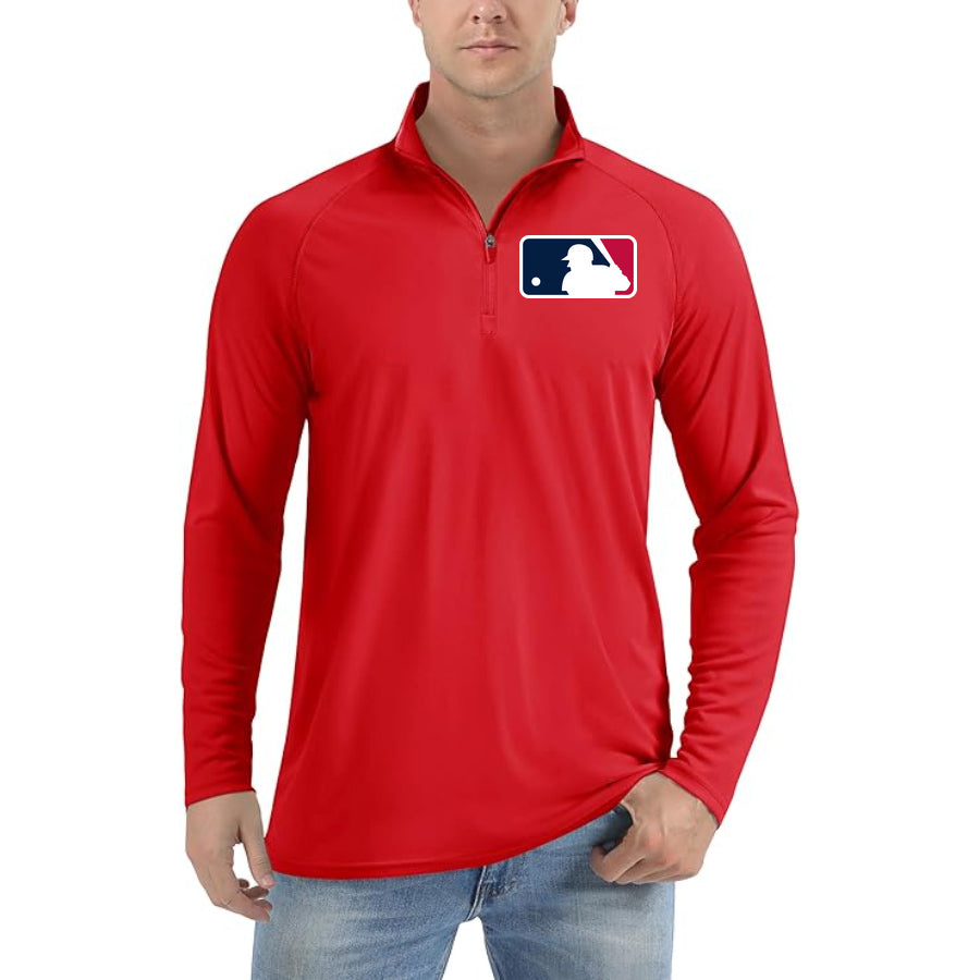 Men's MLB Lightweight Quarter-Zip Athletic Shirt Long Sleeve Performance Wear