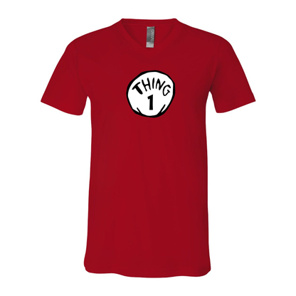 Men's Dr. Suess Thing 1 BELLA  CANVAS  Jersey V-Neck Tee