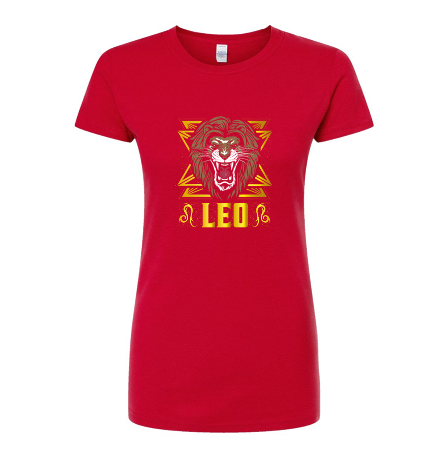 Women's Leo Zodiac Sign Round Neck T-Shirt